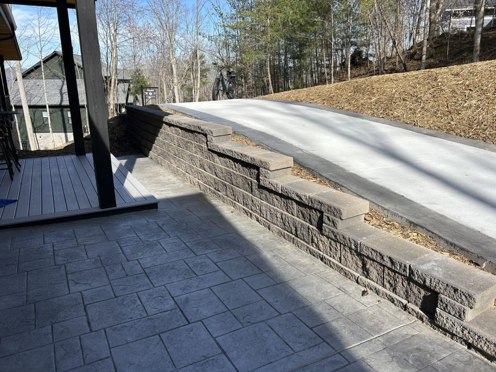 Residential retaining wall and driveway support installation in Pittsburgh PA