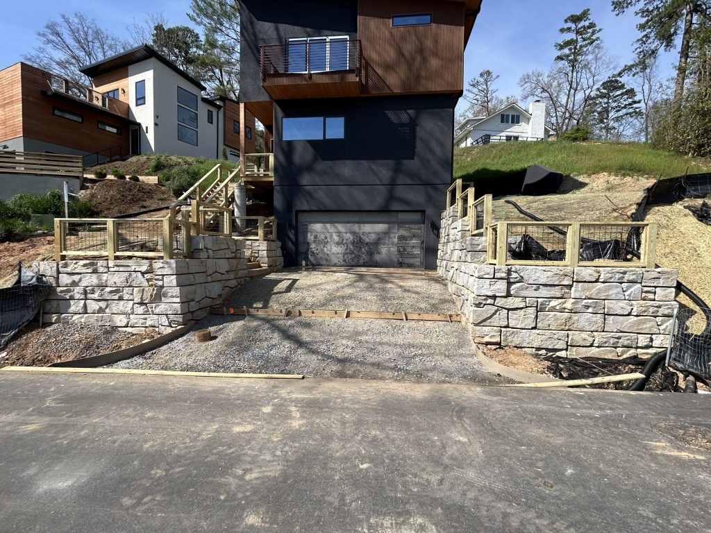 Modern residential retaining wall installation in San Diego