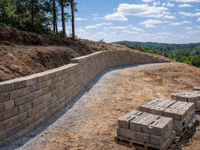 Versa-Lok segmental retaining wall installation in Pittsburgh